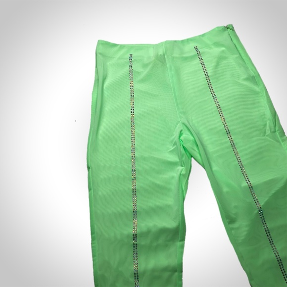 Mint Mesh Flare with Diamante Tracks - Picture 1 of 3